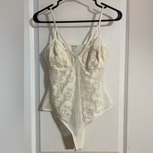 Guess Lace White Tank Thong Sexy Bodysuit Size Medium